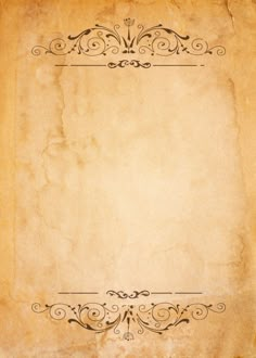 an old fashioned paper with scroll designs on the edges and bottom corner, in sepia