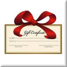 a gift certificate with a red ribbon on it and the words give the gift of music lessons