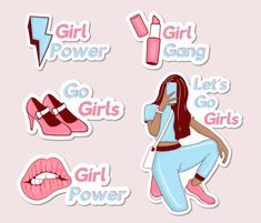 the girl power stickers are shown here