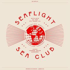 the seallight sea club logo is shown in red and white on a beige background