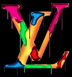 the letter k is made up of colorful liquid drops and dripping from it's letters