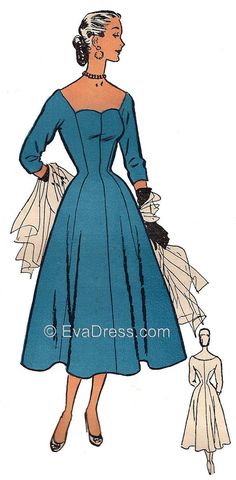 an illustration of a woman in a blue dress