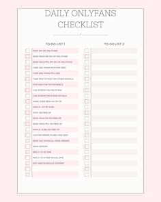 the daily checklist is shown in pink and white