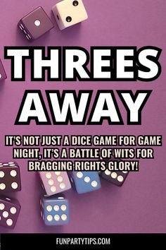 Spice up your next family fun night with Threes Away, the dice game that's fast-paced, exciting, and just the right mix of luck and strategy! Perfect for small groups, this game promises tons of fun and thrilling gameplay. Whether you're looking for a lively addition to game night or just a quick way to engage the family, Threes Away will have everyone rolling with excitement and anticipation! Card Game 31, Popular Games For Game Night, Fun Dice Games For Adults, Card Games For Adults Groups, Easy Card Games For Groups, Card Games To Play With Friends, Small Group Games For Adults, Games To Play With Grandparents