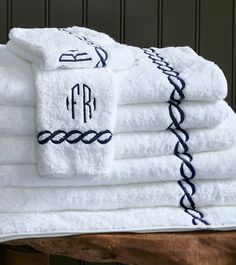 Classic Chain Towels - Pioneer Linens House Guest Gifts, Monogram Bedding, Chain Embroidery, Luxury Linens, Tub Mat, Applique Monogram, Entertaining Essentials, Embroidery Monogram, Bath Sheets