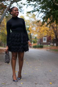 Fringe Skirt Outfit, Monochrome Outfit, Wardrobe Outfits, Party Skirt, Plus Size Swimsuits, Black Women Fashion, Skirt Outfit, Work Looks