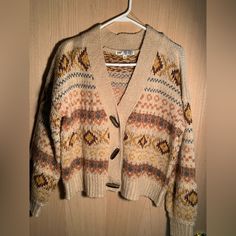 Never Worn Jolt Thick Tan Colorful Grandpa Long Sleeve Button Sweater Size Large Granola Girl Sweater, Kacey Musgraves, Grandpa Sweater, Button Sweater, Granola Girl, Girls Sweaters, Granola, Passion For Fashion, Sweater Sizes