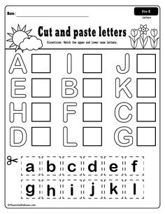 printable cut and paste letters worksheet for kids to practice their handwriting skills