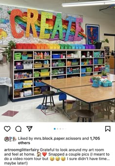 an image of a classroom with lots of crafting supplies on the walls and tables