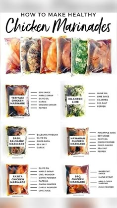 the instructions for how to make healthy chicken marinades