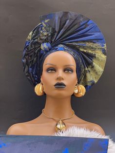 HOH inspired pretied gele with adjustable strap and shoulder piece. Shoulder Piece, African Head Wraps, Turbans, Hair Accessories Headbands, Head Wraps, Adjustable Straps, Hair Accessories, Ships, Hair