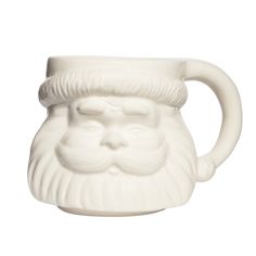 a white ceramic mug with a beard and mustache on the side, sitting in front of a white background