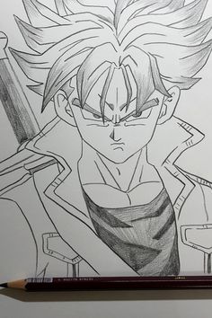 a pencil drawing of gohan from dragon ball super sayan't you?