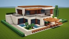 an image of a modern house in minecraft