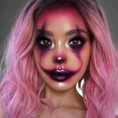 Hawollen Makeup, Nem Halloween Makeup, Pink Clown, Girl Halloween Makeup, Halloween Makeup Clown, Halloweenský Makeup, Holloween Makeup, Cute Halloween Makeup, Halloween Makeup Pretty