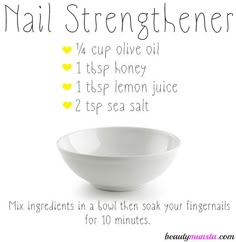 Find the easiest DIY nail strengthener recipe below for strong, healthy and shiny nails! Most of us love nail art and growing long nails but when you have weak brittle and soft nails that peel, it’s a frustrating problem. You can’t grow your nails without them chipping at some point. Thankfully, there’s this DIY nail … Strong Nails Diy, Stars Nails, Nail Soak, Shiny Nails