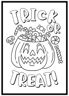 a trick or treat pumpkin with candy in it