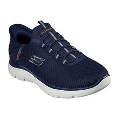 Step into easy-wearing comfort with Skechers Hands Free Slip-ins: Summits - High Range. Along with our Exclusive Heel Pillow that holds your foot securely in place, this vegan style features a unique Skechers Slip-ins molded heel panel, a mesh upper with fixed laces, and a cushioned Skechers Air-Cooled Memory Foam insole.Features: Memory FoamClosure Type: Slip-OnFootwear Technology: Memory Foam InsoleUpper/Outer Base Material: 93% Textile, 7% SyntheticShoe Lining Material: PolyesterSole Material Content: 100% EvaCountry of Origin: Imported Vegan Fashion, Hands Free, Walking Shoes, Blue Shoes, Memory Foam, Athletic Shoes, Walking, Shoes Mens, Sport Shoes