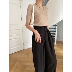 Fall Suit Wide Leg Pants  Material: 100% Polyester  Size: S, M, L, XL Color: Black  Season: Spring, Fall,   Occasion: Leisure, Outdoor, Daily, Vacation,Fall Outfits Fall Outfits Pinterest, Fall Suit, Season Spring, Leg Pants, Wide Leg Pants, Womens Bottoms, Fall Outfits, Wide Leg, Pants