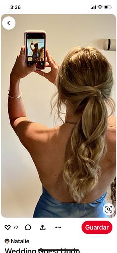 Hairstyles For Hoco Up, Wedding Guest Updo Ponytail, Cute Updos For Wedding Guest, Up Hairstyles For Hoco, Pony Tailed Hairstyle For Wedding, Hair Up Styles Formal, Updo Hairstyles Homecoming, Cute Hoco Updos, Pony Up Do