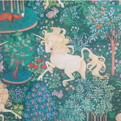 an image of a unicorn and other animals in the forest