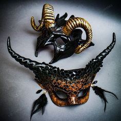 Step Into A Realm Of Mystique And Allure With Our Devil Horned Masquerade Mask Set, Designed To Captivate At Any Event With Its Striking And Bold Design. Perfect For Adding An Air Of Enchantment To Masquerade Balls, Music Festivals, Themed Parties, Or Halloween Events, These Masks Will Transform You Into A Figure Of Intrigue. Unique And Eye-Catching Design_this Exclusive Set Features Two Mesmerizing Masks: * A Men Mask With Sculpted Horns, Offering A Sleek, Bold Look For Those Seeking A Touch Of Black Halloween Masks And Prosthetics For Theater, Fantasy Horned Masks And Prosthetics For Party, Black Masks And Prosthetics For Halloween Theater, Black Theater Masks And Prosthetics For Halloween, Black Fantasy Festival Masks, Black Halloween Masquerade Mask For Theater, Black Masquerade Mask For Halloween Theater, Black Masquerade Mask For Halloween Evening, Black Fantasy Masks For Masquerade