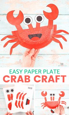 crab paper plate craft for kids that is easy to make and looks great on the table