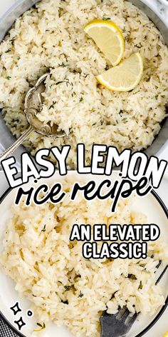 an image of easy lemon rice recipe on a plate with the title overlayed