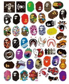 many different types of stickers on a white background, including one with an animal head