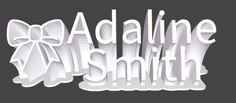 the words addine and smith are made out of white letters with bows on them