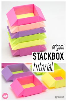 the origami stackbox is an easy and fun craft project for kids to make