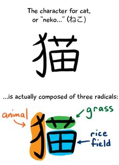 two different types of chinese characters with the words in english and japanese on each one