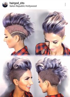 Hairstyles For Colored Hair, Mohawk Shaved Sides, Hairstyle For Thick Hair, Pixie Mohawk, Thick Hair Hairstyles, Shaved Hairstyles, Hair 50, Mohawk Styles