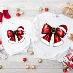 Christmas Coquette Bow Sweatshirt,Cute Santa Holiday Sweatshirt,Xmas Coquette Bow v,Christmas Gift Sweatshirt,Cute Christmas Sweatshirt, How can I order? 1️) Please review all the information provided before placing an order 2️) Select the Sweatshirt type and size. 3️) Select the color of the Sweatshirt using the following options. 4️) Need more Items? Add the current item in the cart. And If you like to add more items to your order please press the back button and repeat steps 1-4 again. 5️) Once all your desired items are in your cart you may complete your order by entering your payment method, desired shipping address and click submit. When will my product arrive? Processing Time: 1-3 days During holidays please expect delays as the amount of orders are slightly higher than usual, altho Family Matching Winter Tops For Gifts, Cute White Christmas Tops, White Winter Tops As Gift, White Winter Tops As Gifts, White Winter Tops For Gifts, White Winter Tops As A Gift, Red Christmas Holiday Sweatshirt, Cute White Christmas Sweatshirt, Family Matching White Christmas Tops