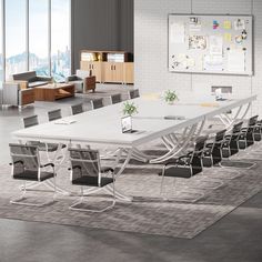 a large conference table with chairs around it