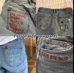 Punk Embroidery Ideas, Diy Clothes Life Hacks, Painted Clothes, Refashion Clothes, Clothing Hacks, Really Cute Outfits, Sewing Clothes