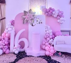 Shades of pink 🌸 Happy Sweet 16 Ola! Event Planner: @balloons_n_beyond_by_ewa Name sign / Cake Frontal : @jcsartdesigns Wooden 16: @swlasercreations Birthday girl: olaesimai Mom: @chinweesimai Photography: michaelivoryphotography Venue: @casabiancabanquet �• • #sweet16party #sweet16decor #balloonbackdrop #balloondecor Sweet Sixteen Balloons Decorations, Sweet 16 Shades Of Pink, Pretty In Pink Sweet 16 Theme, Pink And White Sweet 16, 16 Shades Of Pink Party, Sweet 16 Backdrop Ideas, Sweet Sixteen Backdrop, Sweet 16 Decor, Sweet 13