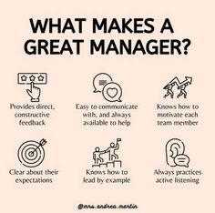 what makes a great manager? info graphic on the side of a poster with instructions