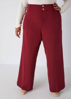 Pronounced seams accent the pared back chicness of our high-rise wide-leg pants. Plus Size Wide Leg Pants, Wide Leg Pants Plus Size, Plus Size Wide Leg, Crepe Pants, Plus Size Trendy, Chic Pants, Pants Plus Size, Jacquard Sweater, Girl Fits