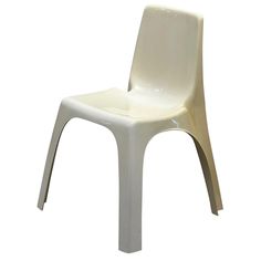 a white plastic chair on a white background