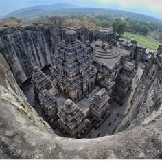 an aerial view of the rock cut temples in india