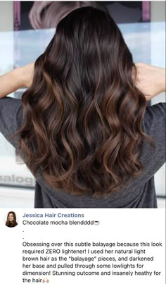 Tri Color Hair Highlights Brunettes, Mocha Brown Hair Highlights, Mocha Brown Hair With Lowlights, Copper Low Lights For Brown Hair, Hair Colour Ideas For Brunettes Balayage, Low Light Balayage Brunettes, Brunette Hair With Natural Highlights, Baby Lights On Dark Brown Hair