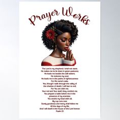 a poster with an image of a woman holding her hands together and prayer written on it