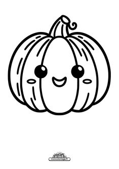 a black and white drawing of a pumpkin with two eyes on it's face