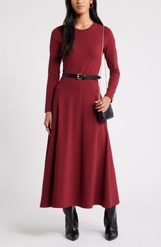 Keep your casual style effortless in this stretch-jersey maxi dress updated with long sleeves and a seam down the middle. 50 1/2" length (size Medium) Slips on over head Crewneck Long sleeves Unlined 93% cotton, 7% spandex Machine wash, tumble dry Imported Christmas Maxi Dress, Shirt Dress Maxi, Autumn Dresses, Red Grape, Cotton Jersey Dress, Maxi Jersey Dress, Maxi Shirt Dress, Long Sleeve Midi Dress, Christmas Dress