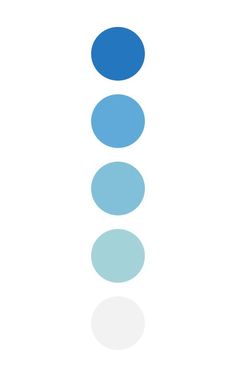 three blue circles are arranged in the shape of a vertical line on a white background