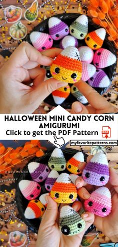 crocheted halloween mini candy corn amigurt pattern