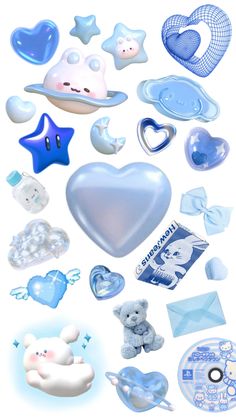 a bunch of different items are arranged in the shape of hearts, stars and other things