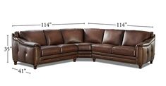 a brown leather sectional sofa with nail polishing