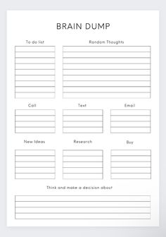 Organization For Add Adults, Thought Organizer, Thought Tracker, Brain Dump Template, Thought Journal, Planer Organisation, Analysis Paralysis, Studie Hacks